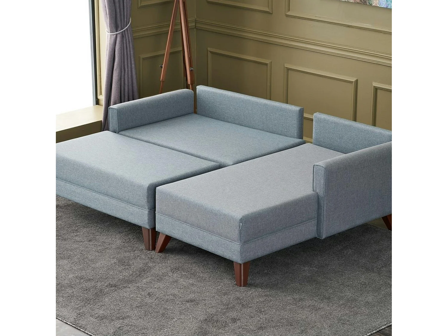 Canapé d'angle convertible bleu gris - côté droit SPLIT