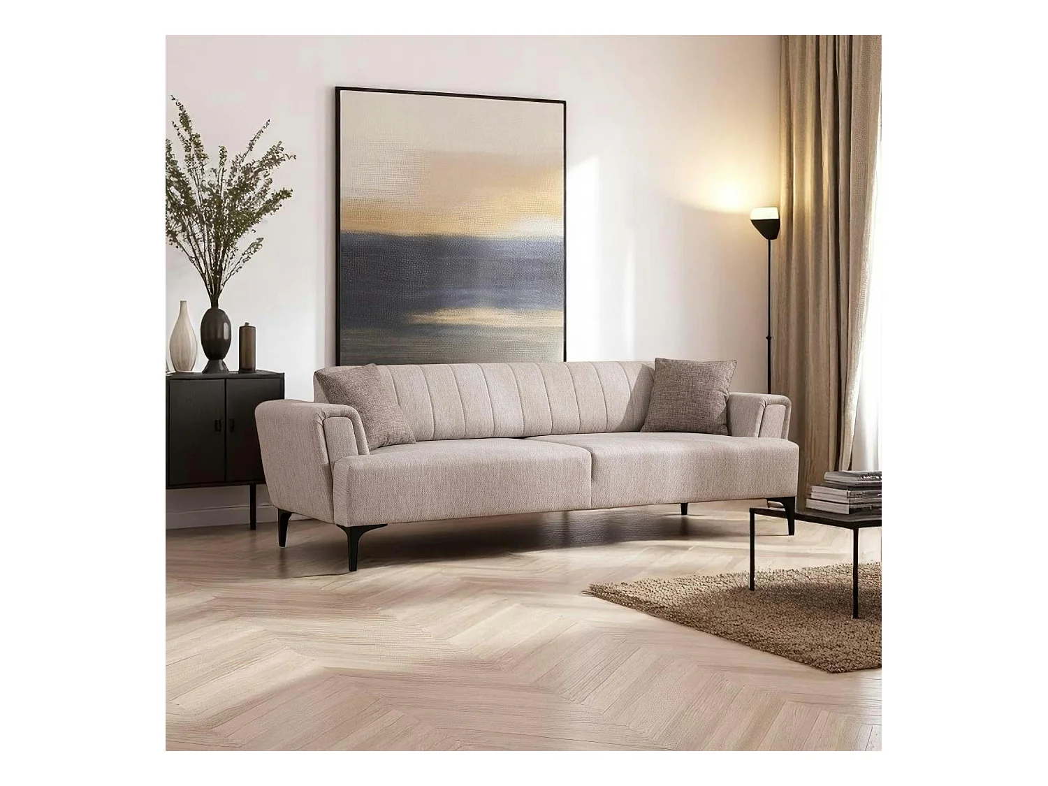 Canapé 3 places beige - lit d’appoint, style moderne LUCCA