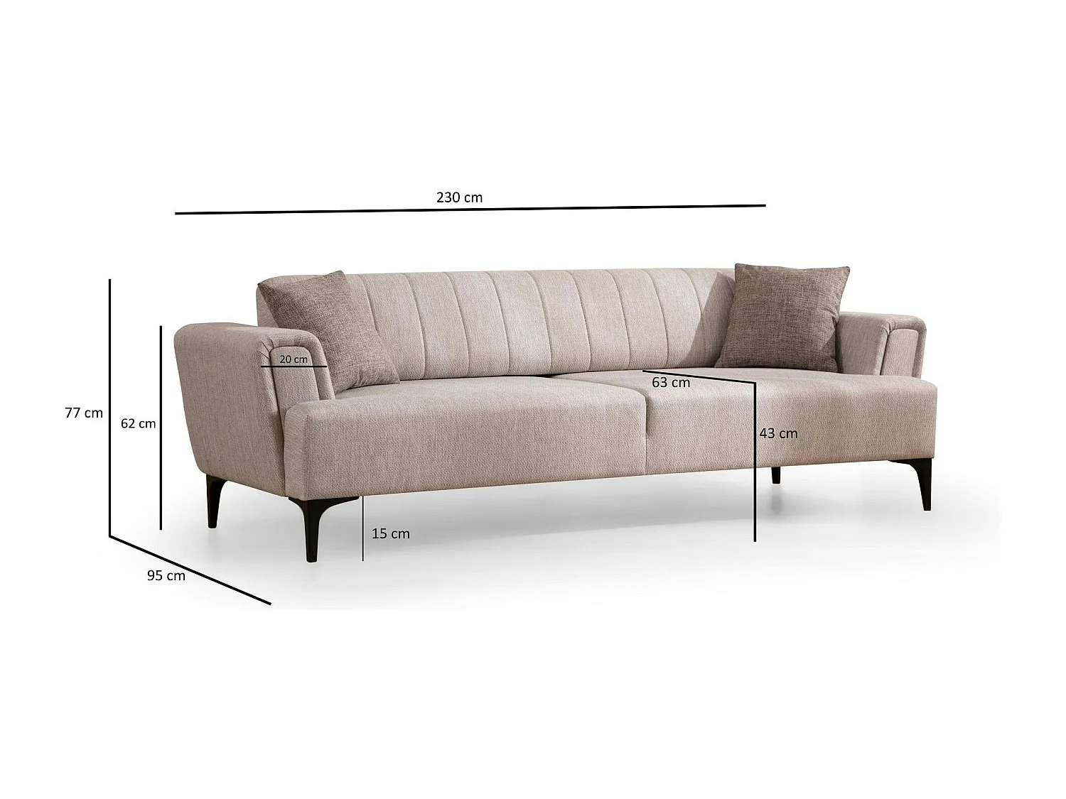 Canapé 3 places beige - lit d’appoint, style moderne LUCCA