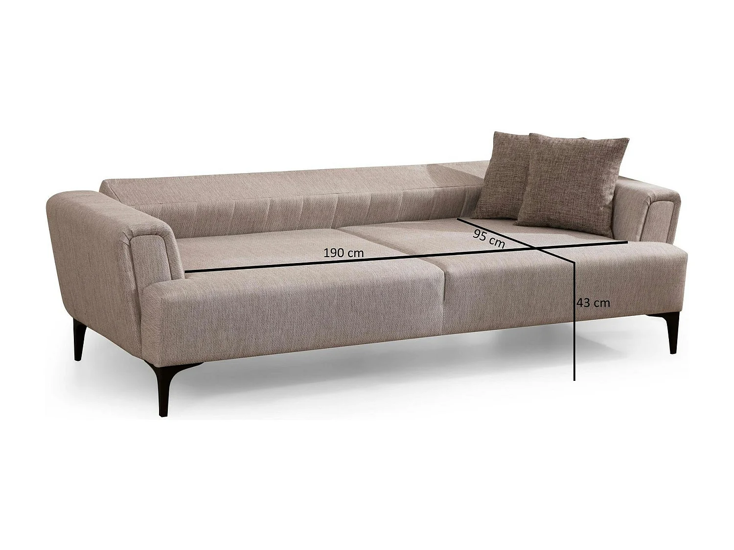 Canapé 3 places beige - lit d’appoint, style moderne LUCCA