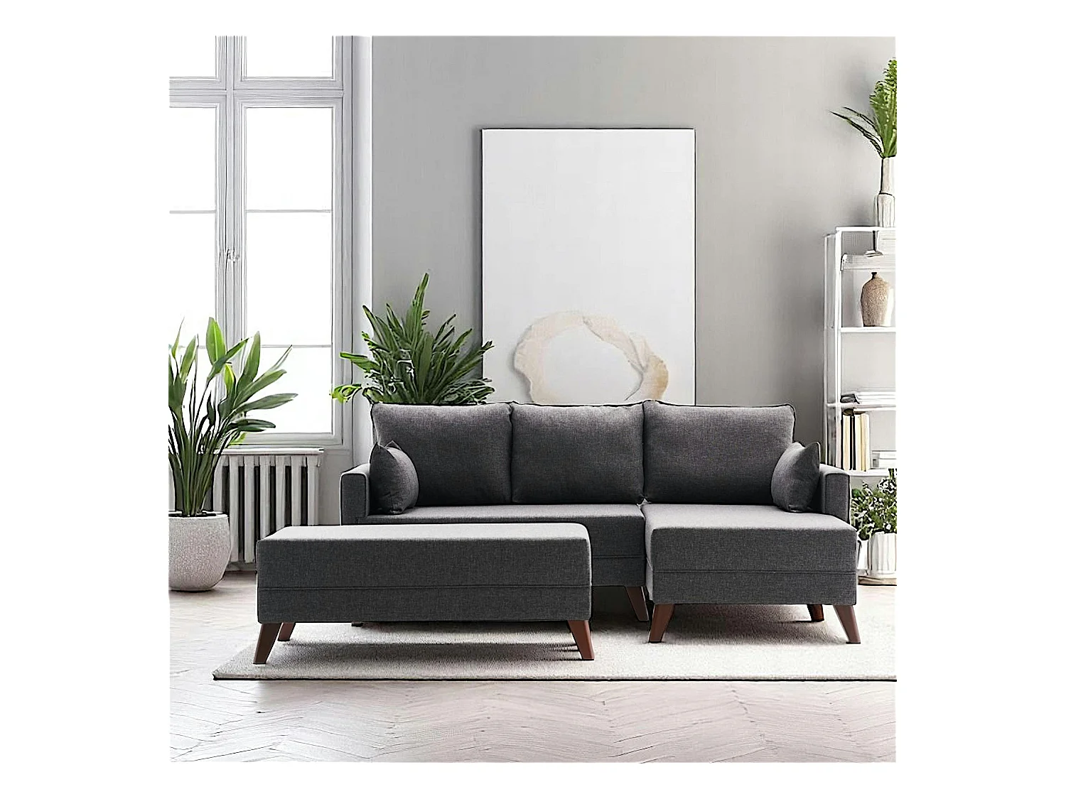 Canapé d'angle convertible anthracite - côté droit SPLIT