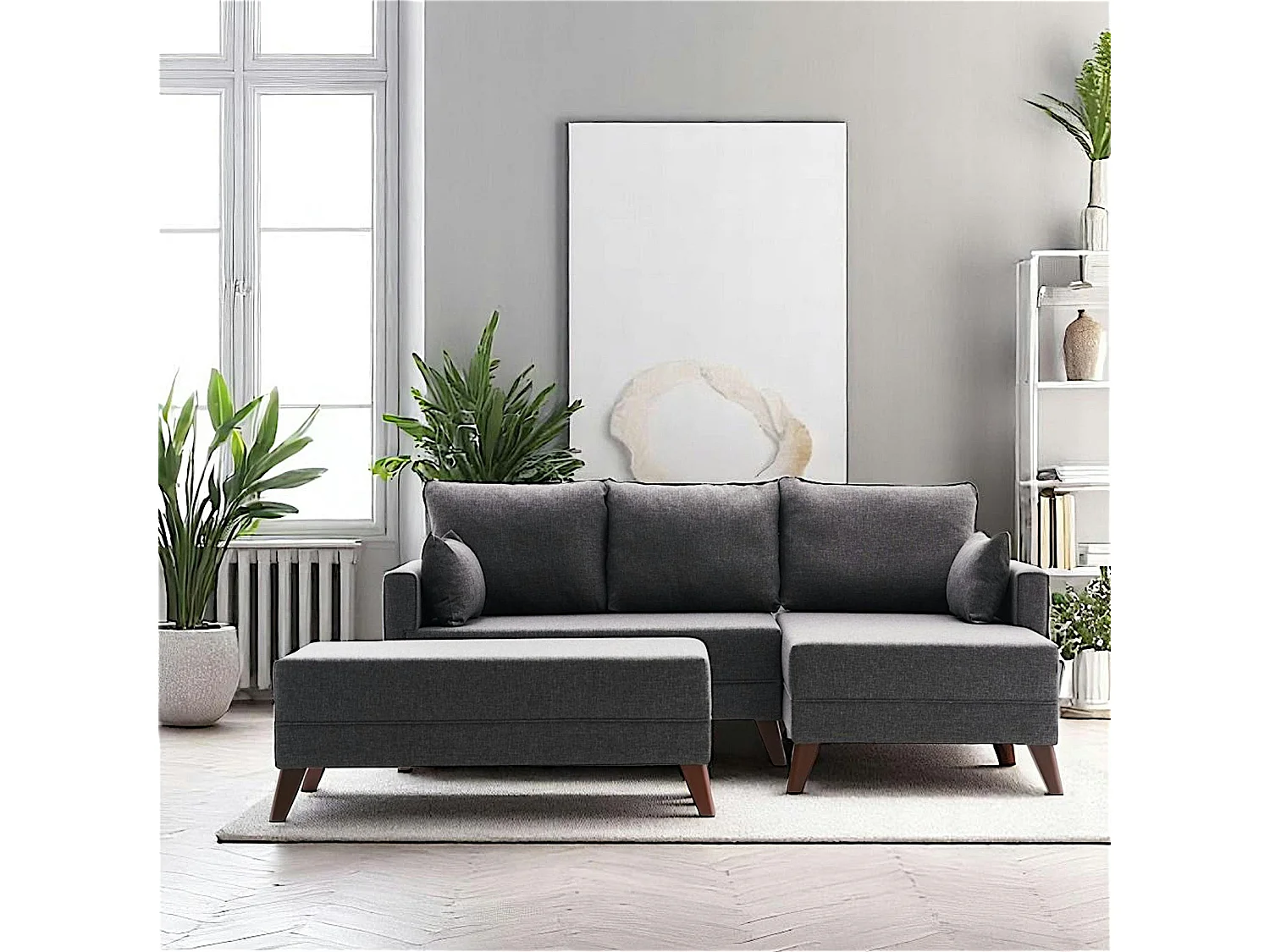 Canapé d'angle convertible anthracite - côté droit SPLIT