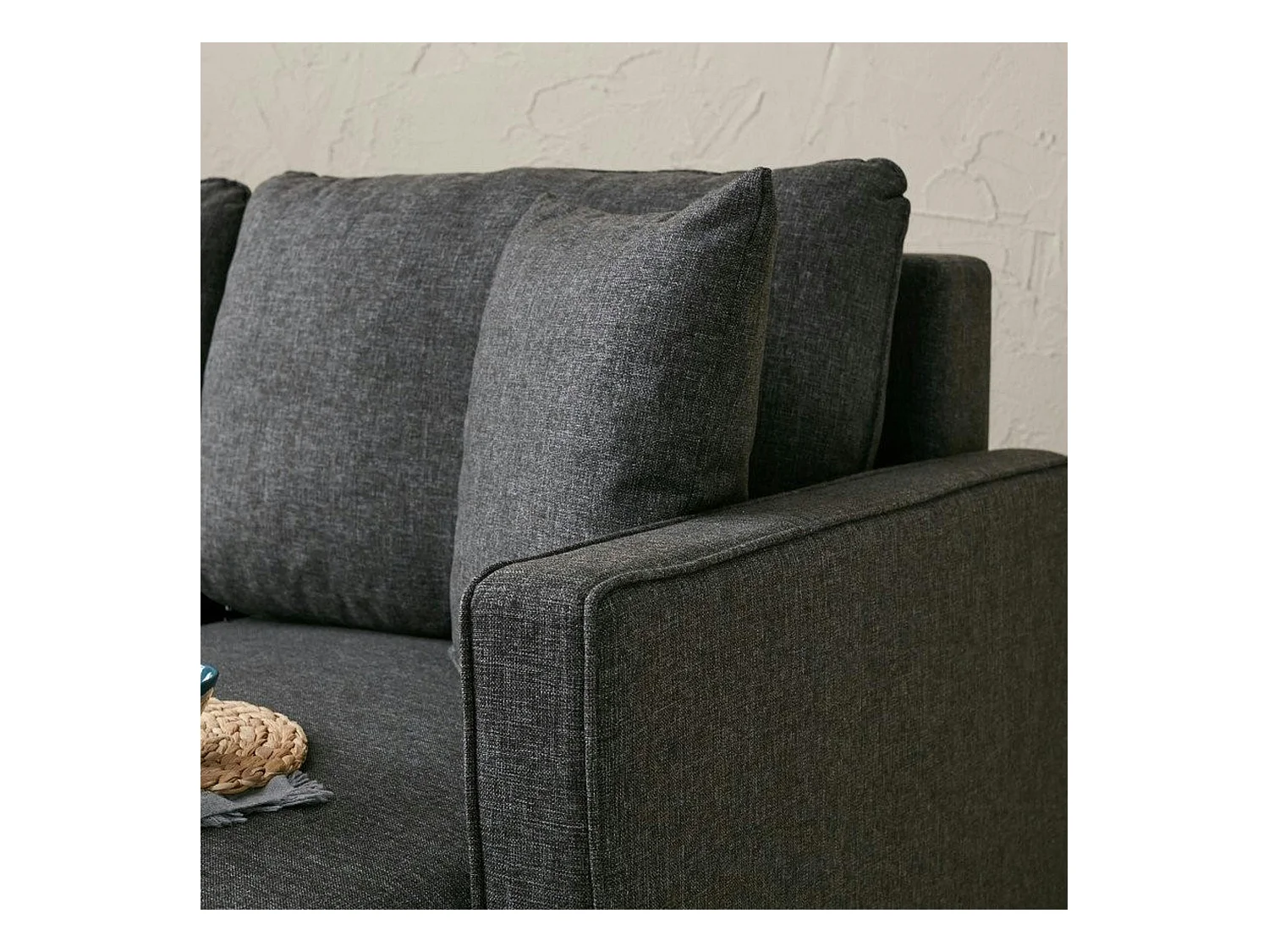 Canapé d'angle convertible anthracite - côté droit COMO