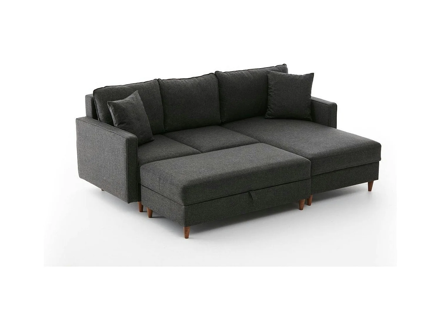 Canapé d'angle convertible anthracite - côté droit COMO