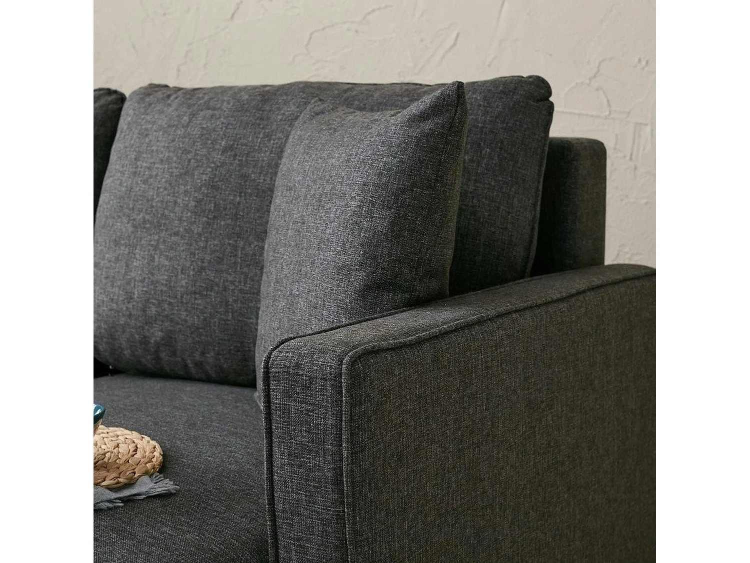 Canapé d'angle convertible anthracite - côté droit COMO