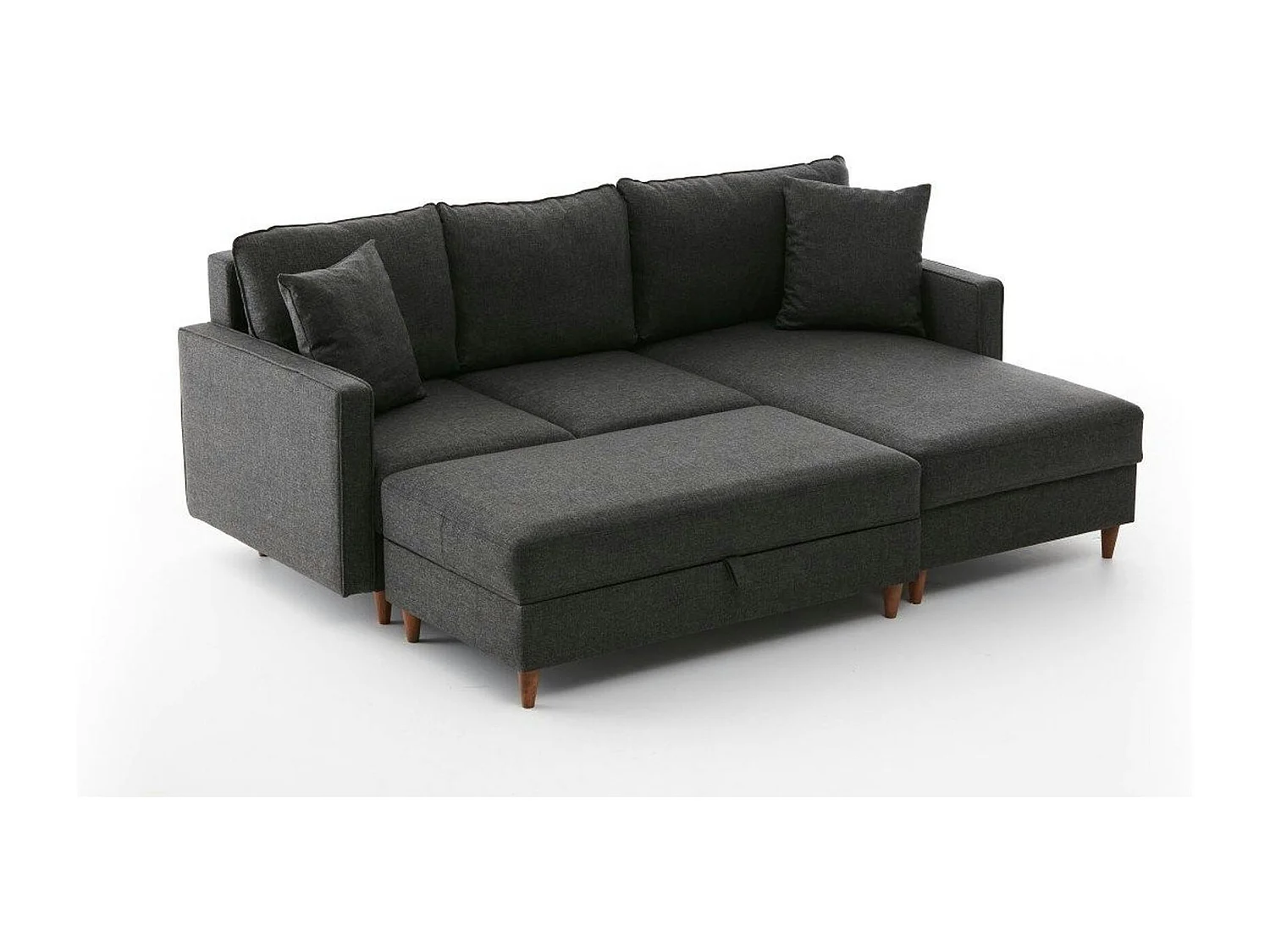 Canapé d'angle convertible anthracite - côté droit COMO