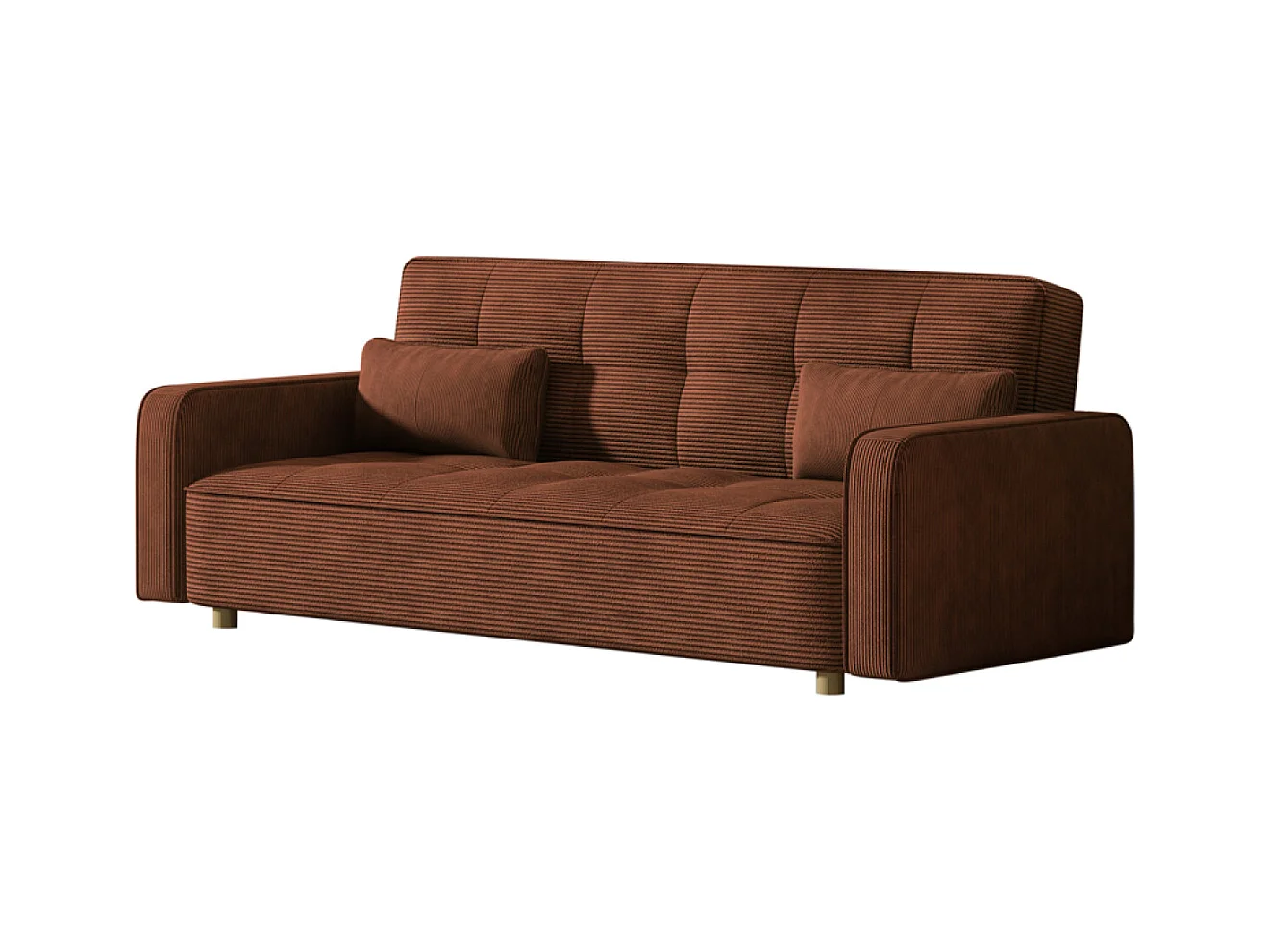 Canapé scandinave convertible 3 places en velours côtelé terracotta COPENHAGUE