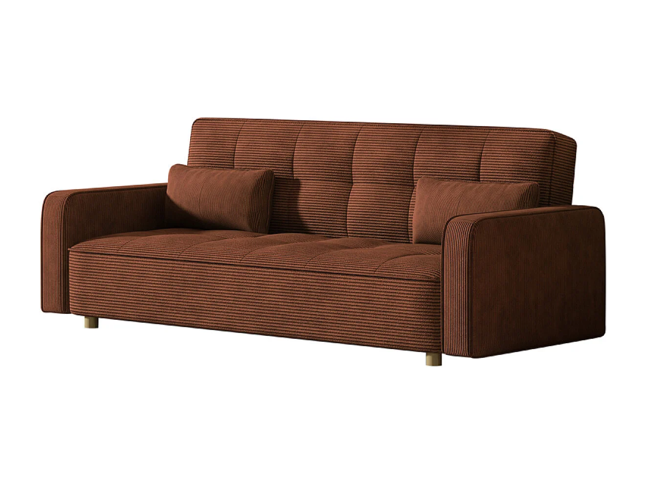 Canapé scandinave convertible 3 places en velours côtelé terracotta COPENHAGUE