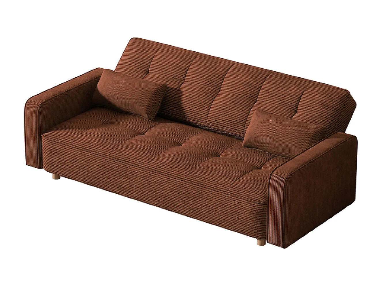 Canapé scandinave convertible 3 places en velours côtelé terracotta COPENHAGUE