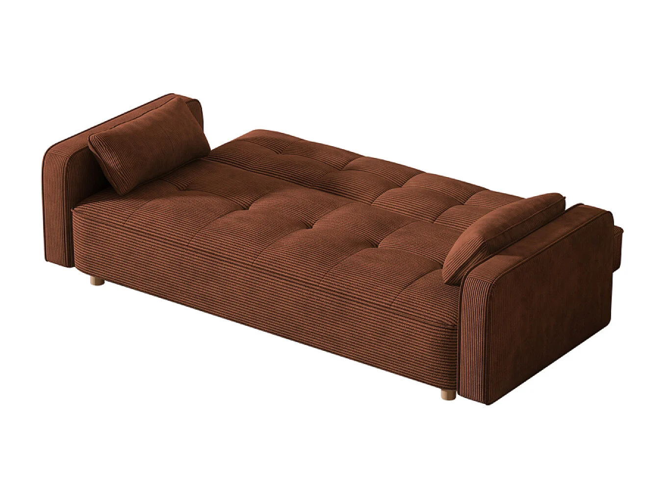 Canapé scandinave convertible 3 places en velours côtelé terracotta COPENHAGUE