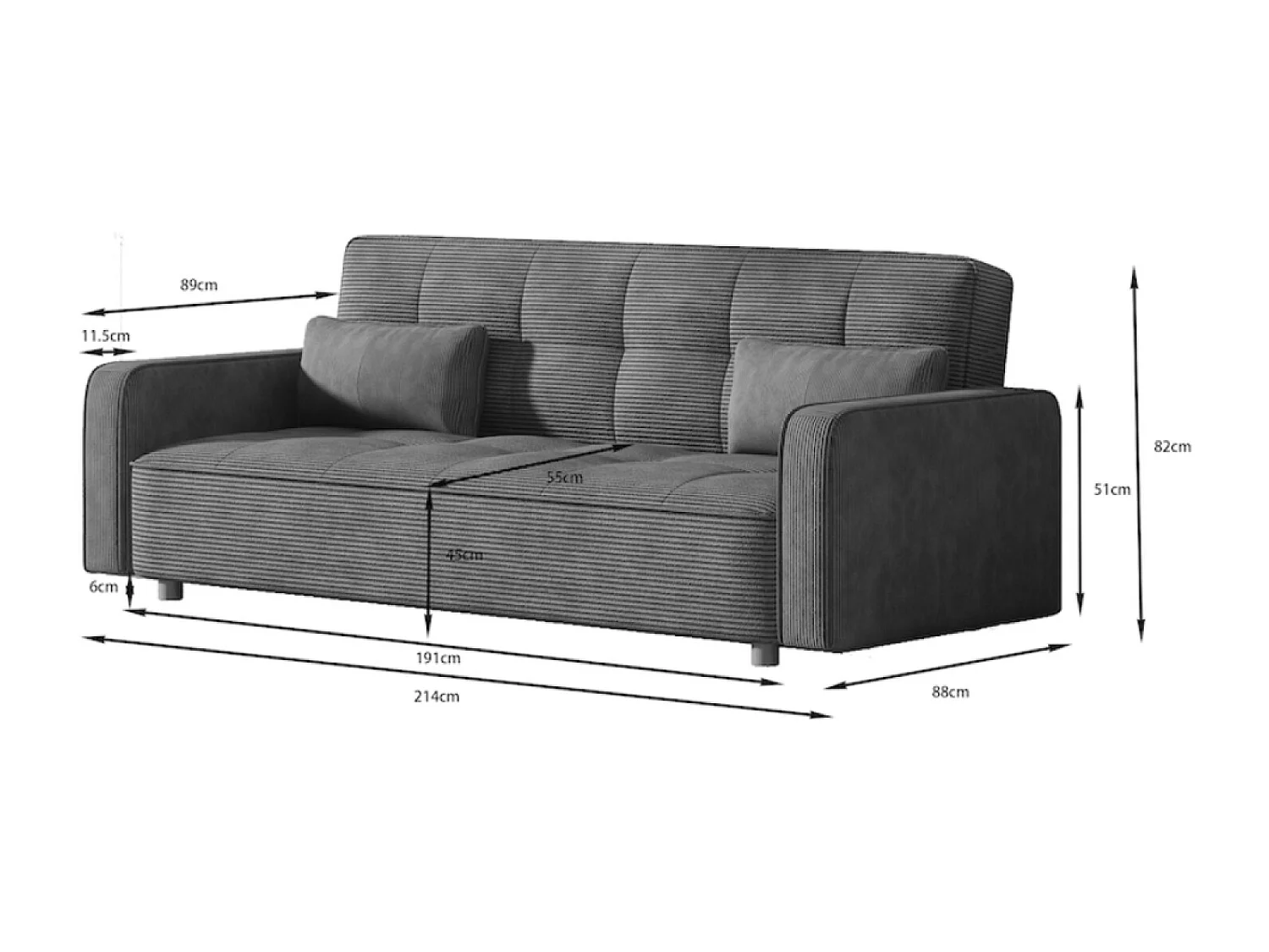 Canapé scandinave convertible 3 places en velours côtelé terracotta COPENHAGUE