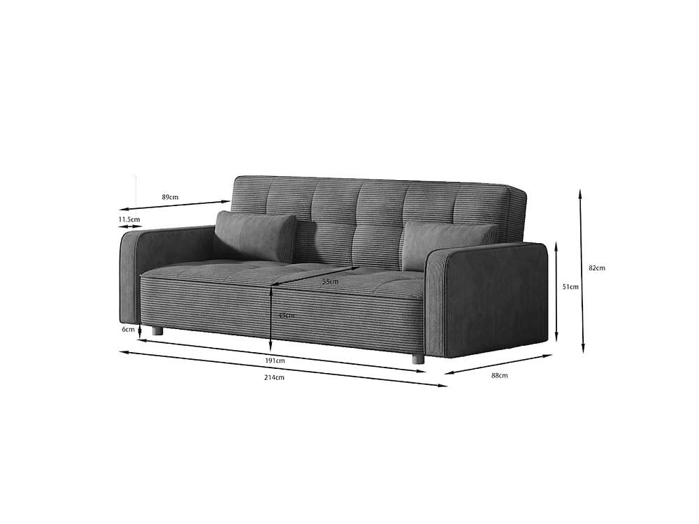Canapé scandinave convertible 3 places en velours côtelé terracotta COPENHAGUE