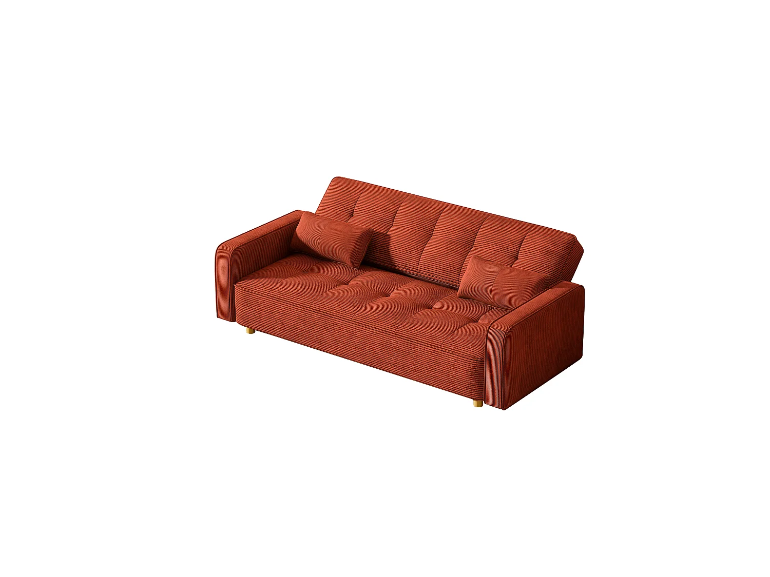 Canapé scandinave convertible 3 places en velours côtelé terracotta COPENHAGUE
