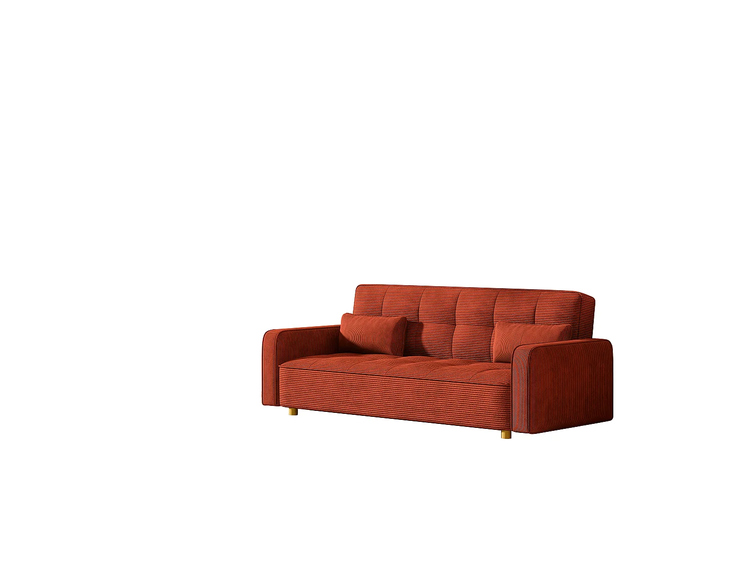 Canapé scandinave convertible 3 places en velours côtelé terracotta COPENHAGUE