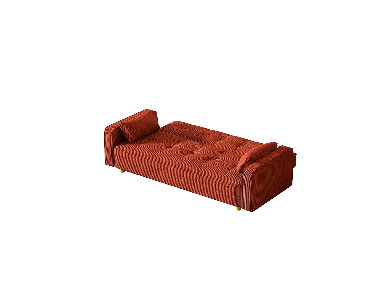 Canapé scandinave convertible 3 places en velours côtelé terracotta COPENHAGUE