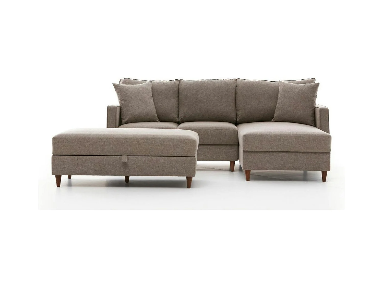 Canapé d'angle convertible beige - côté droit COMO