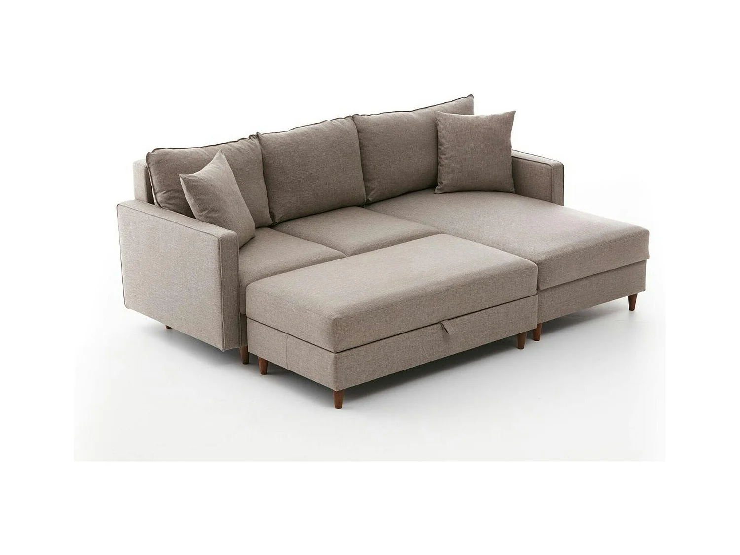 Canapé d'angle convertible beige - côté droit COMO