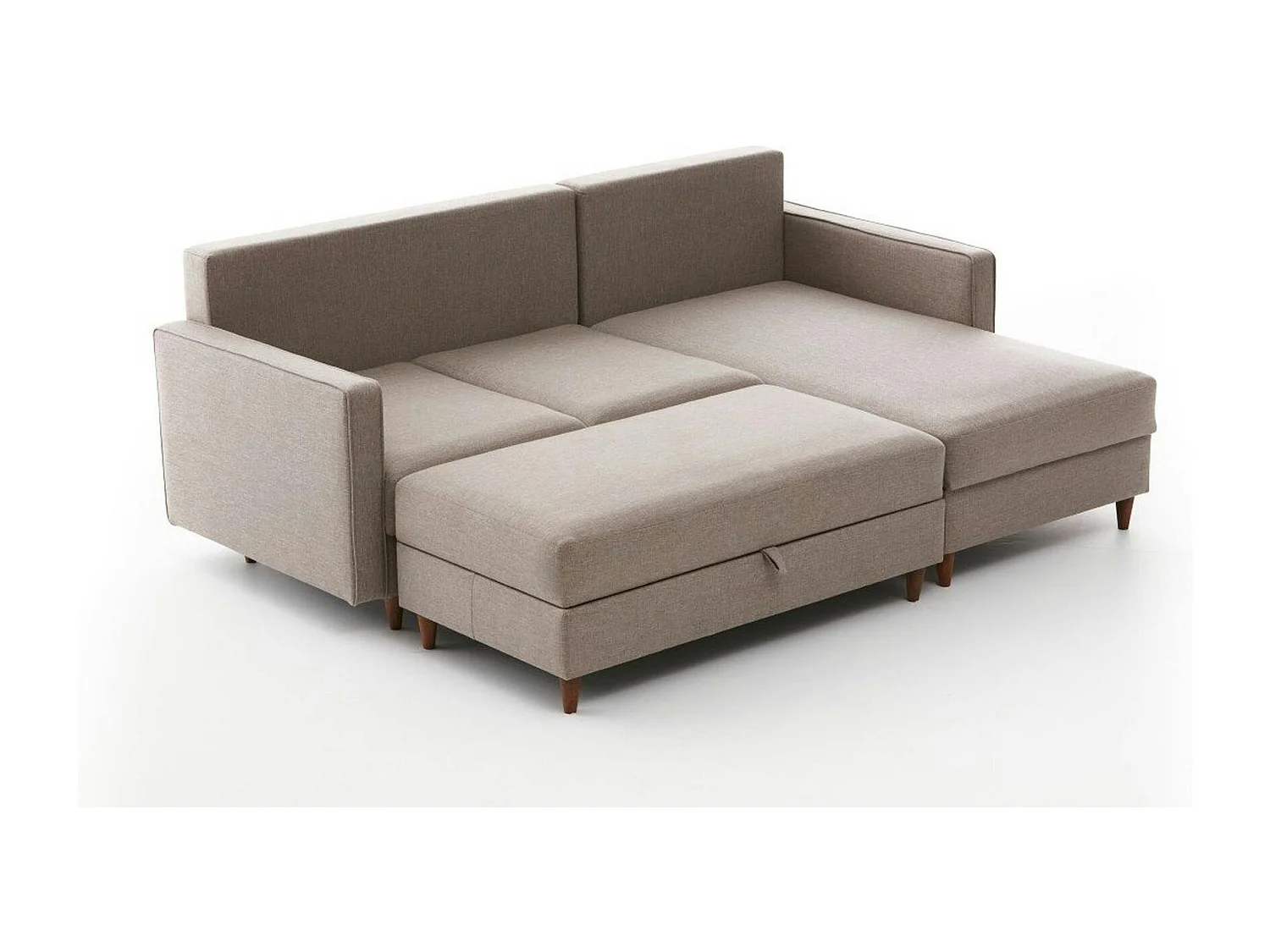 Canapé d'angle convertible beige - côté droit COMO