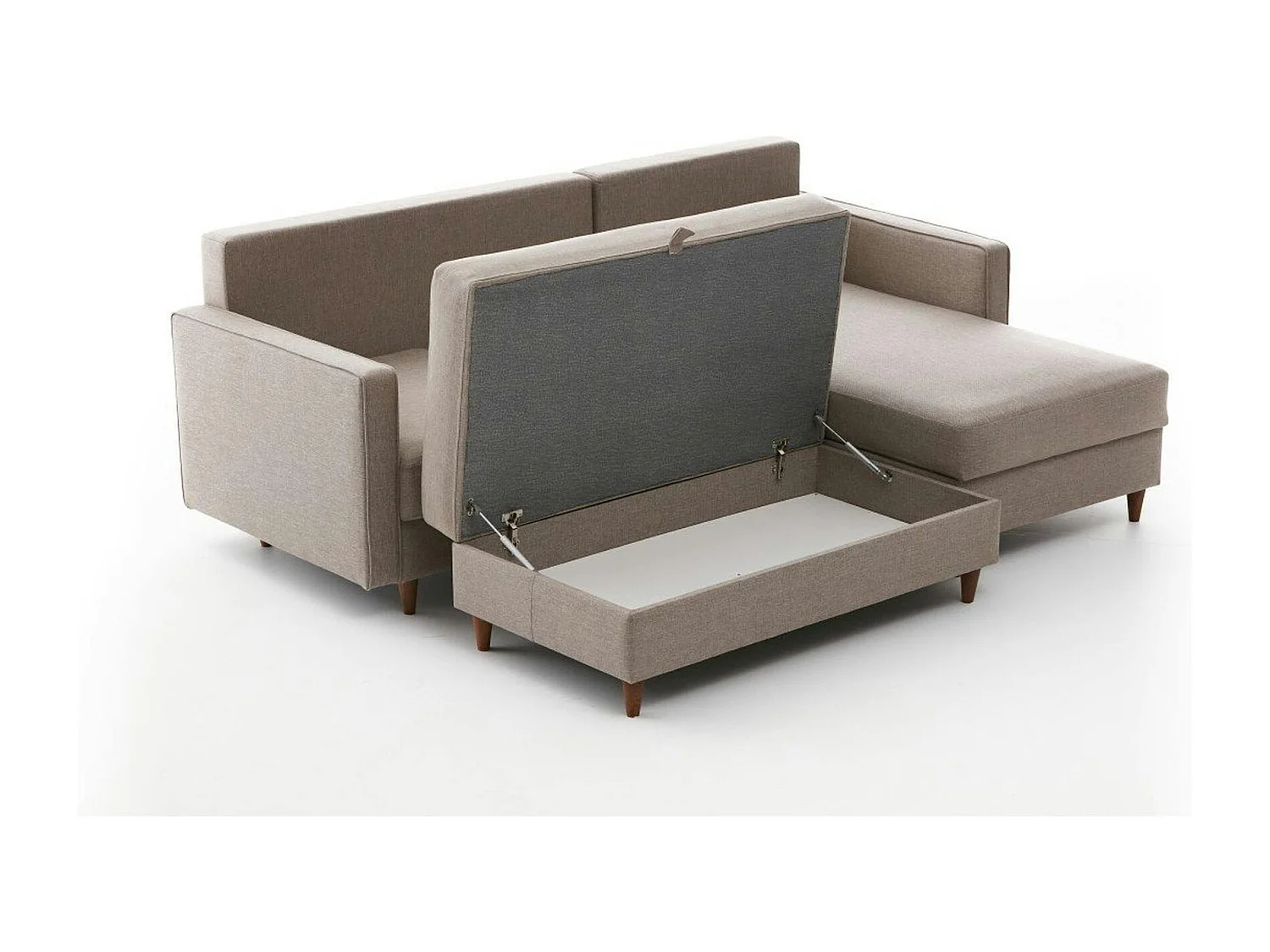 Canapé d'angle convertible beige - côté droit COMO