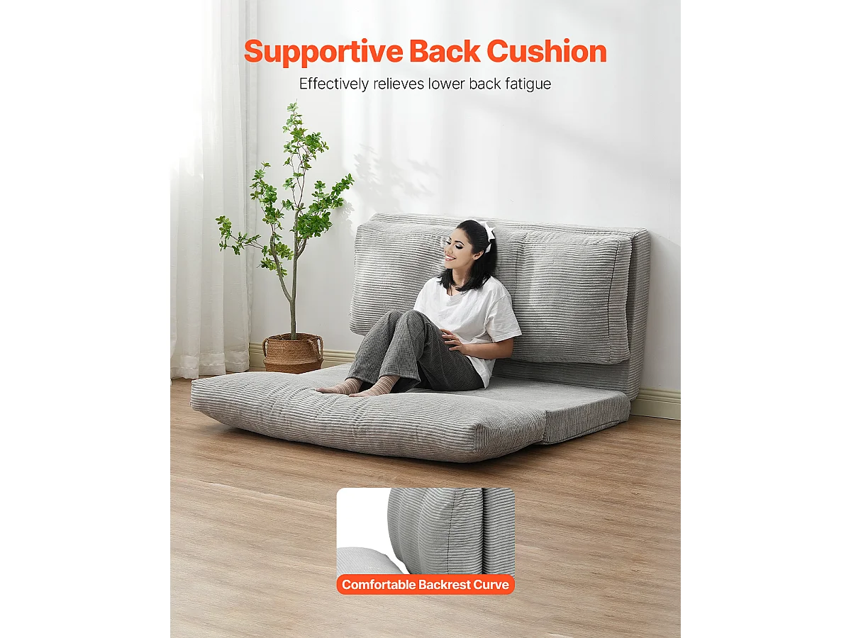 Canapé-Lit Pliant SucceBuy, 3 en 1  Pliable avec Housse Lavable Gris Foncé, Complet