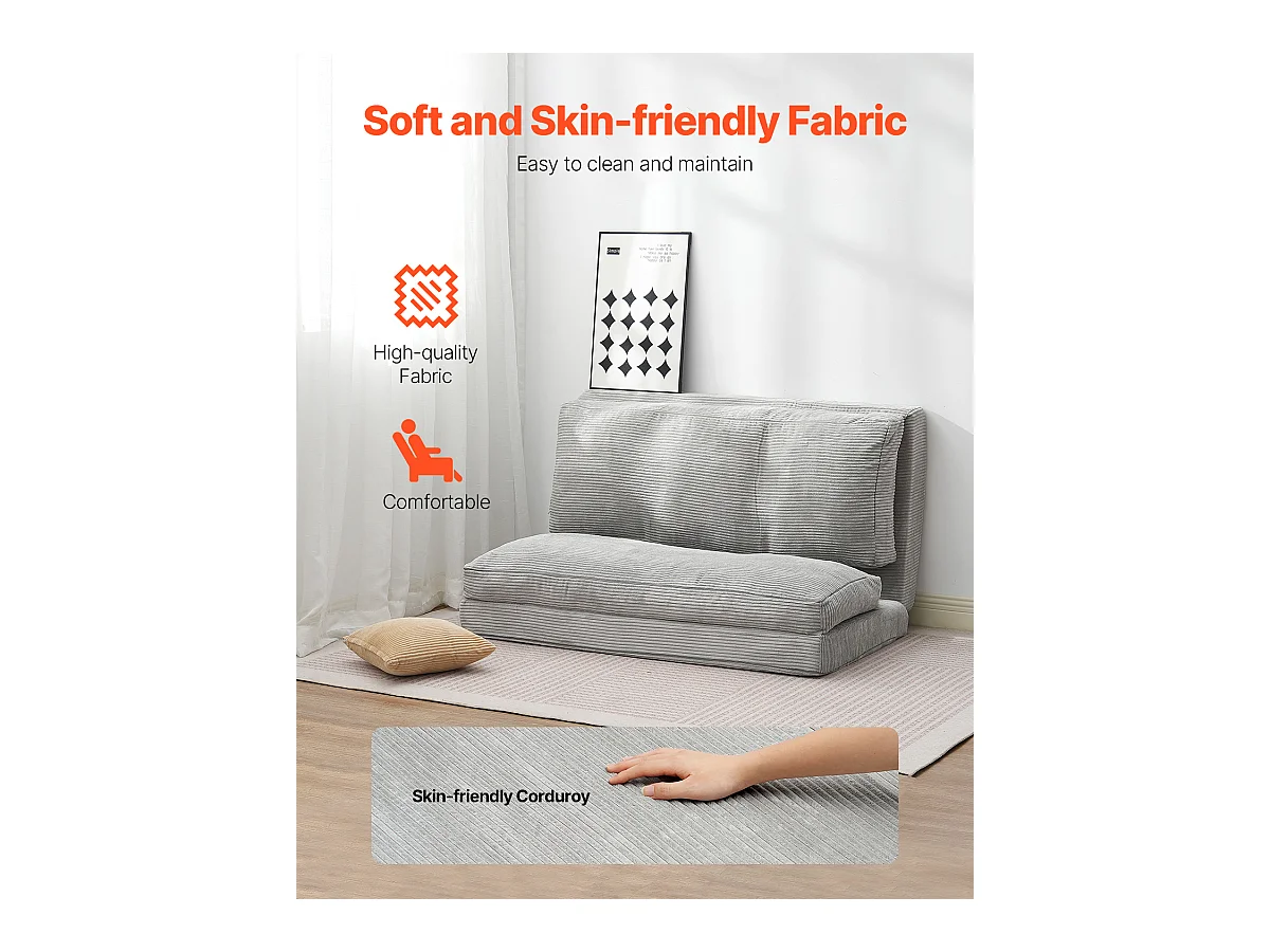 Canapé-Lit Pliant SucceBuy, 3 en 1  Pliable avec Housse Lavable Gris Foncé, Complet