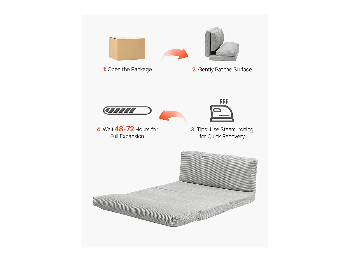 Canapé-Lit Pliant SucceBuy, 3 en 1  Pliable avec Housse Lavable Gris Foncé, Complet