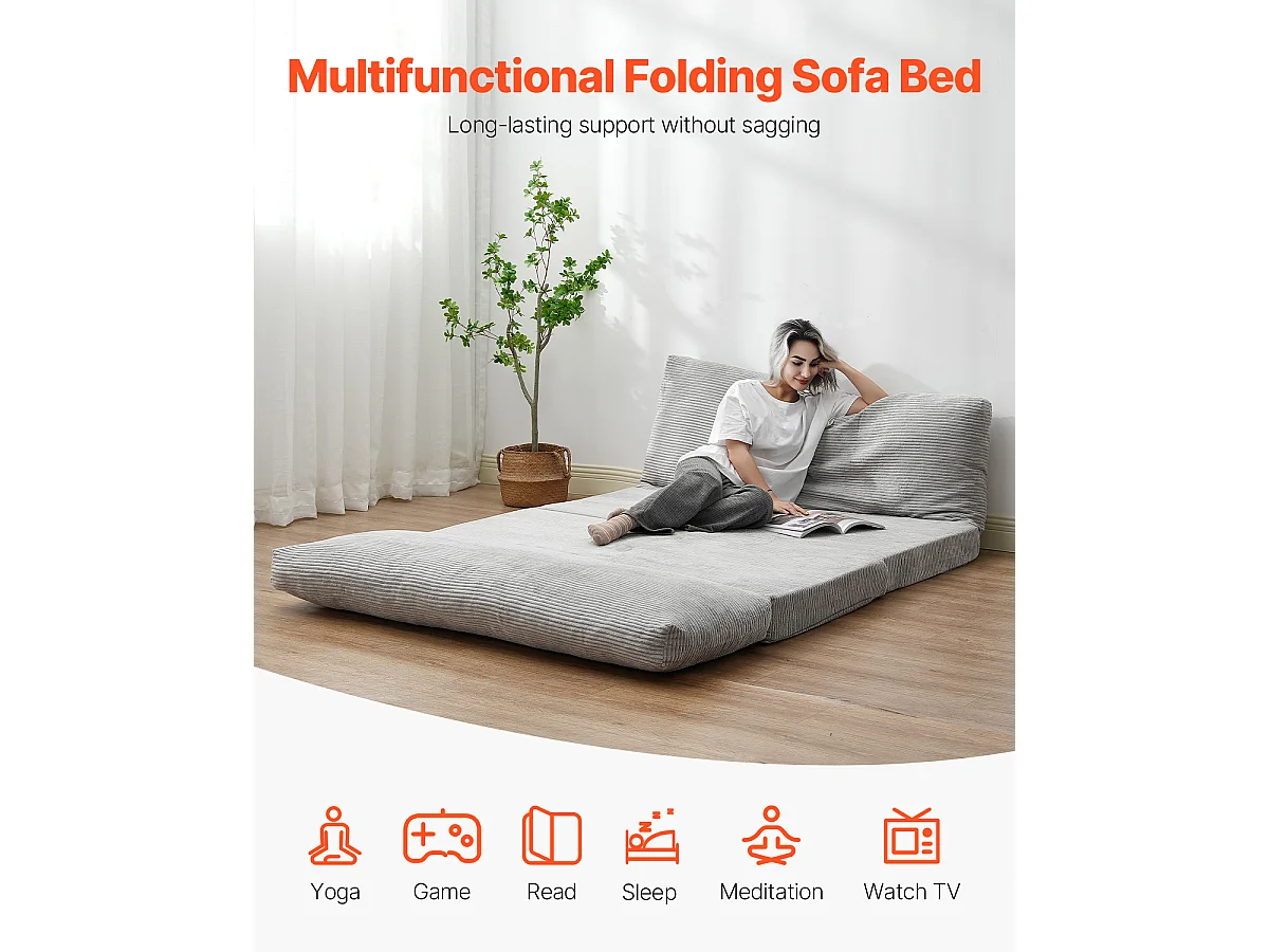 Canapé-Lit Pliant SucceBuy, 3 en 1  Pliable avec Housse Lavable Gris Foncé, Complet