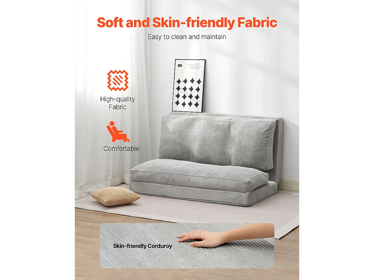 Canapé-Lit Pliant SucceBuy, 3 en 1  Pliable avec Housse Lavable Gris Foncé, Complet