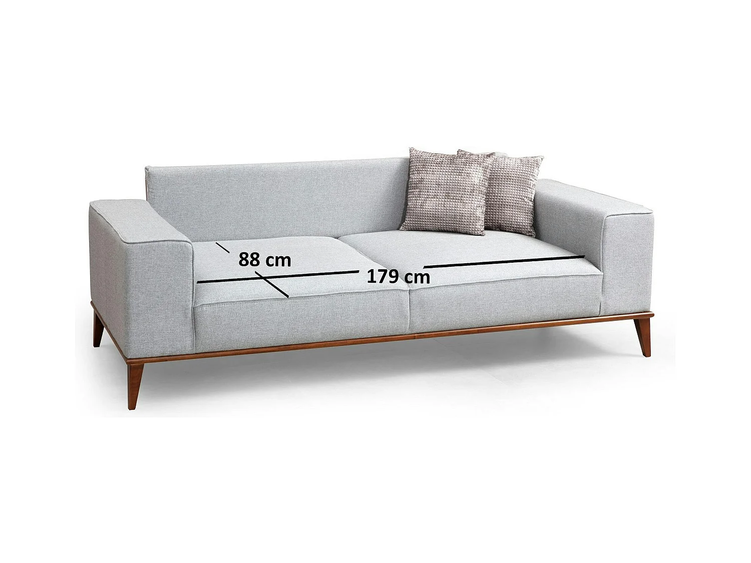 Canapé 3 places gris - lit d'appoint, coussins capitonnés TOYA