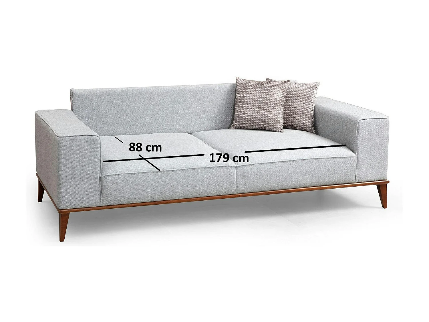 Canapé 3 places gris - lit d'appoint, coussins capitonnés TOYA