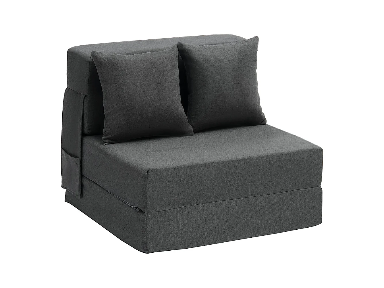 Canapé-Lit Pliant SucceBuy, 3 en 1 Pliable avec 2 Oreillers, Gris Foncé, Simple