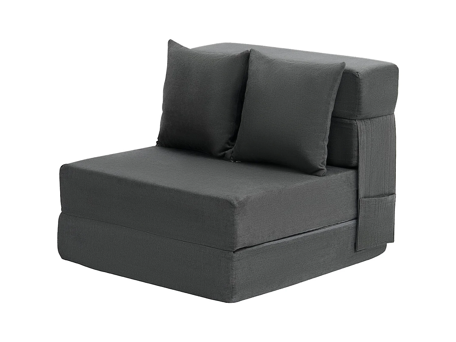 Canapé-Lit Pliant SucceBuy, 3 en 1 Pliable avec 2 Oreillers, Gris Foncé, Simple