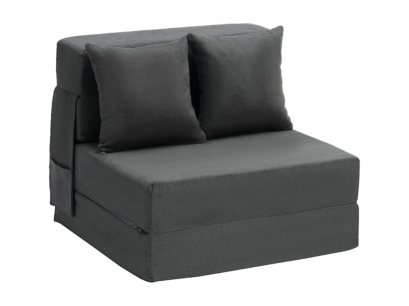 Canapé-Lit Pliant SucceBuy, 3 en 1 Pliable avec 2 Oreillers, Gris Foncé, Simple