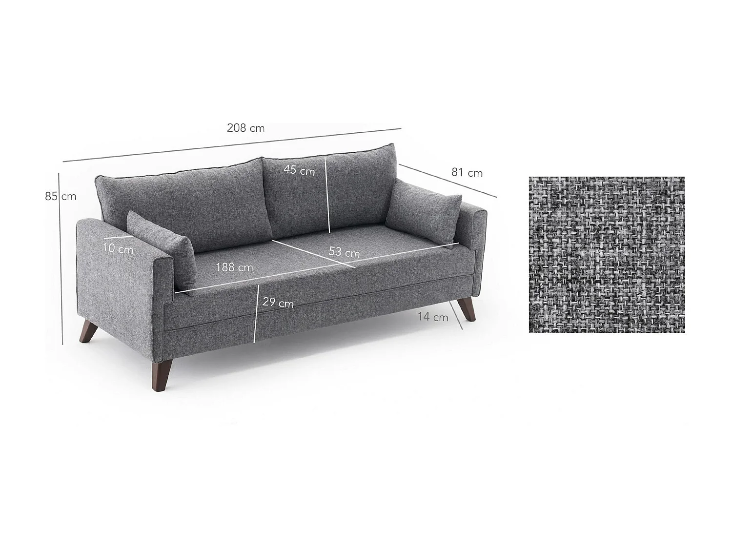 Canapé-lit gris chiné - dos droit SPLIT