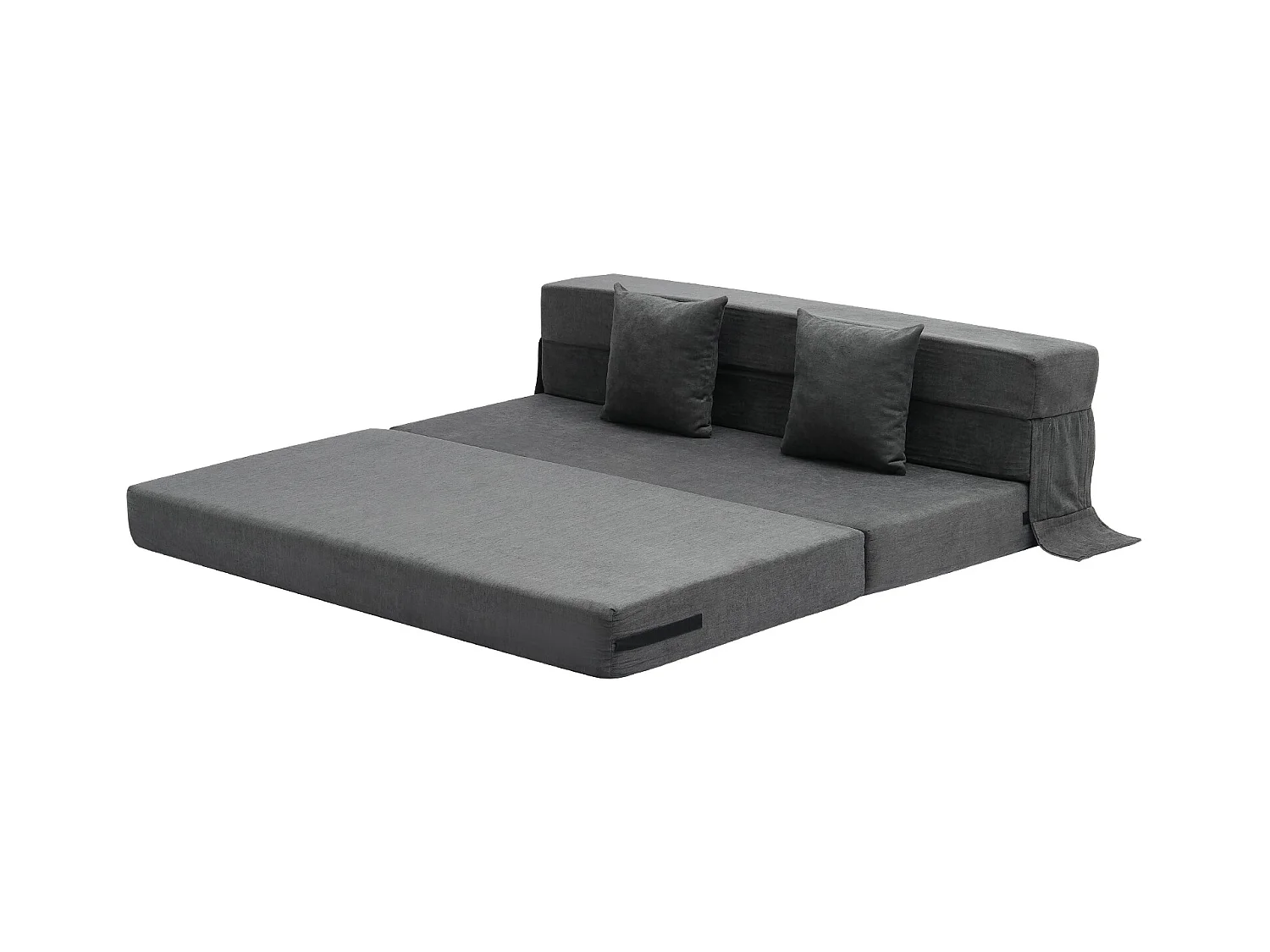 Vouwbare Slaapbank SucceBuy, 3-in-1 met 2 Kussens, Donkergrijs, Queen Size