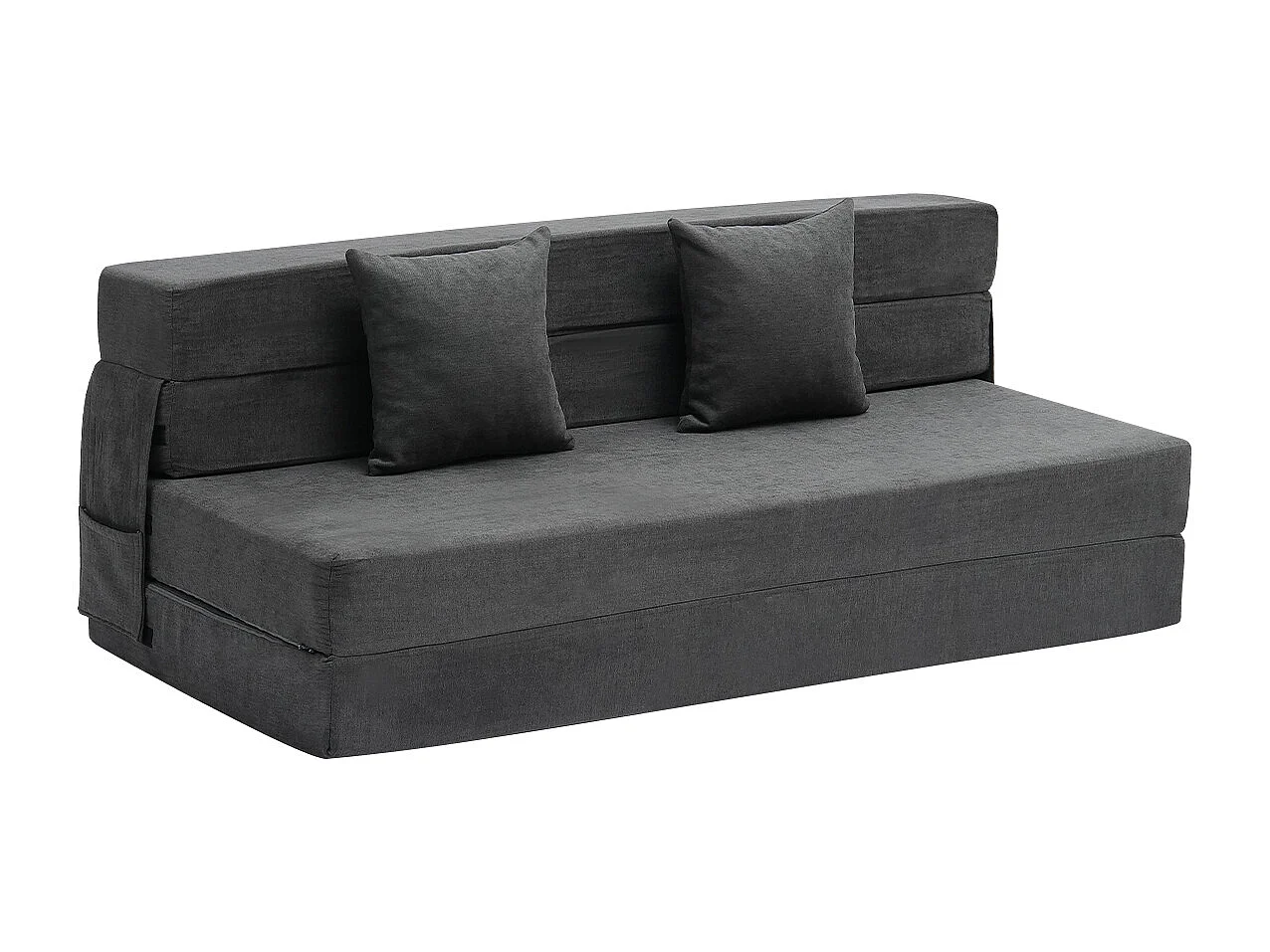 Sofá-Cama Plegável SucceBuy, 3 em 1 com 2 Travesseiros, Cinza Escuro, Queen