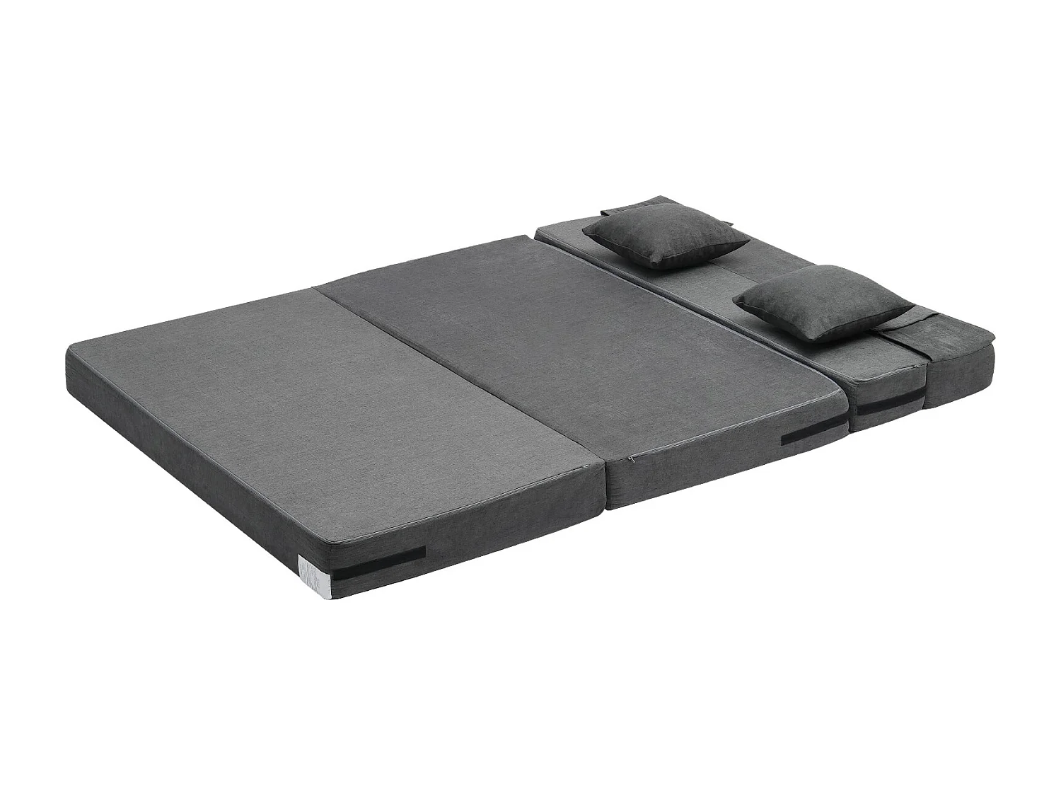 Sofá-Cama Plegável SucceBuy, 3 em 1 com 2 Travesseiros, Cinza Escuro, Queen