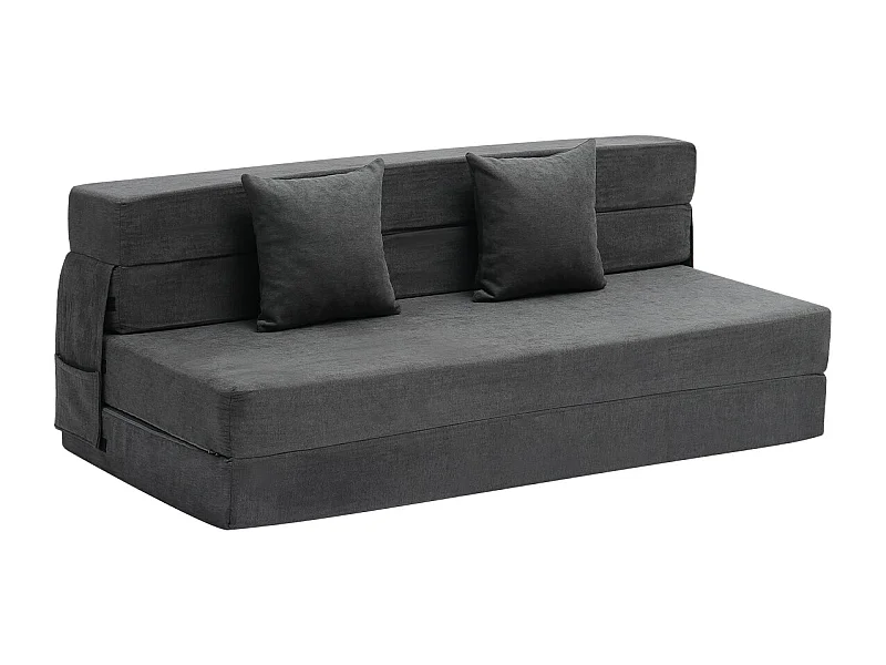 Canapé-Lit Pliant SucceBuy, 3 en 1 avec 2 Oreillers, Gris Foncé, Queen
