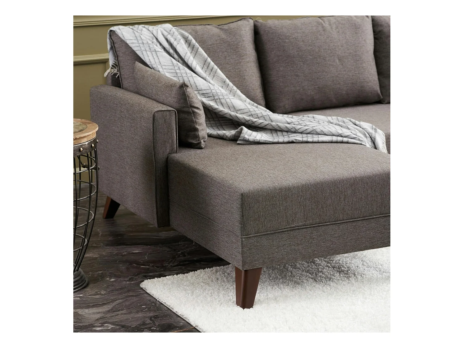 Canapé d'angle convertible taupe - côté gauche SPLIT