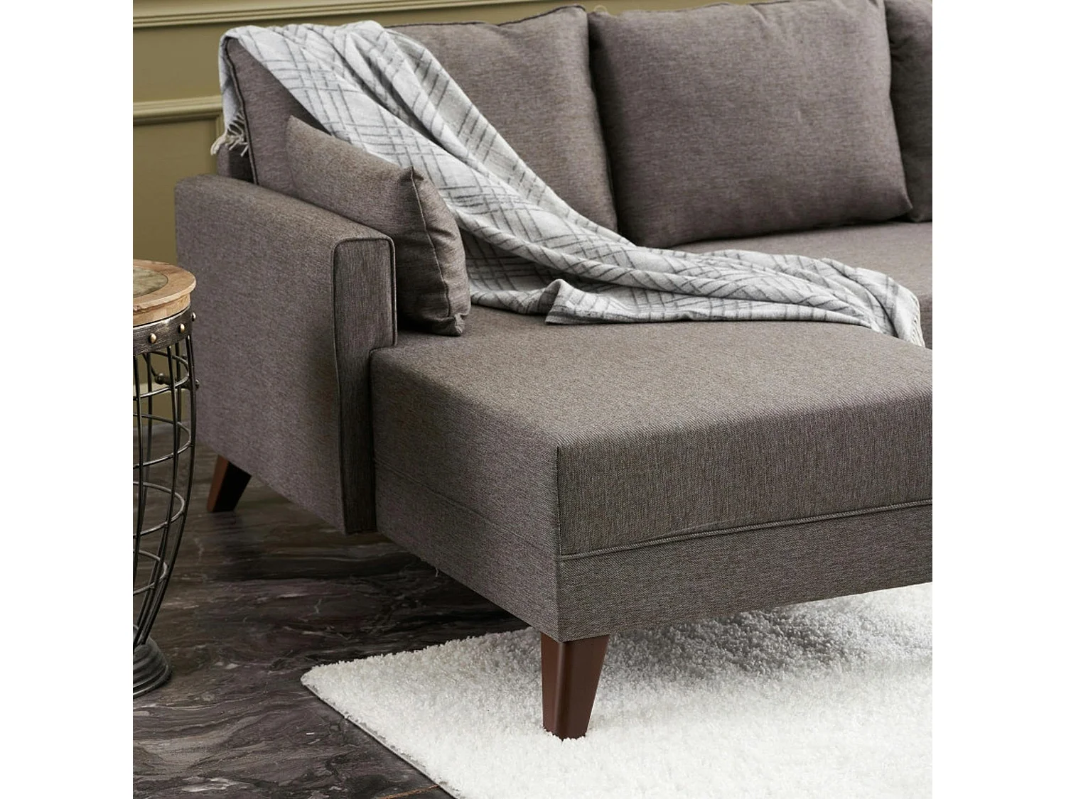 Canapé d'angle convertible taupe - côté gauche SPLIT