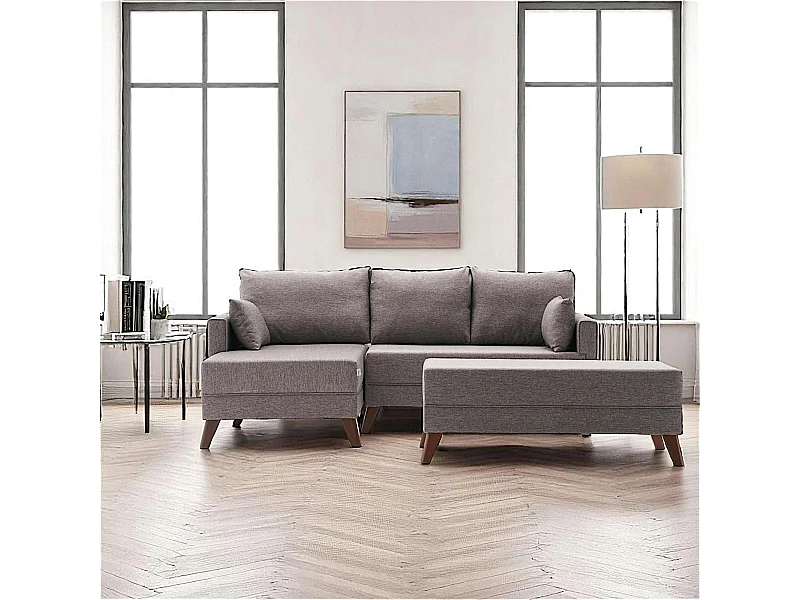 Canapé d'angle convertible taupe - côté gauche SPLIT