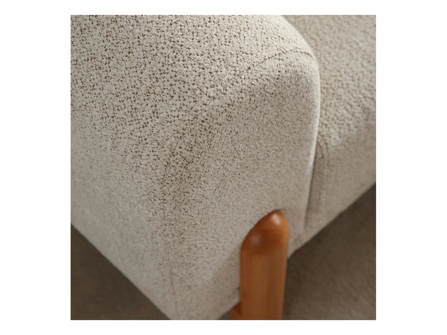 Canapé 3 places écru - lit d'appoint, pieds bois LUCCA