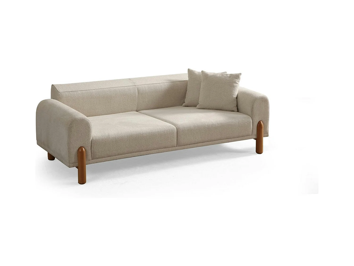 Canapé 3 places écru - lit d'appoint, pieds bois LUCCA