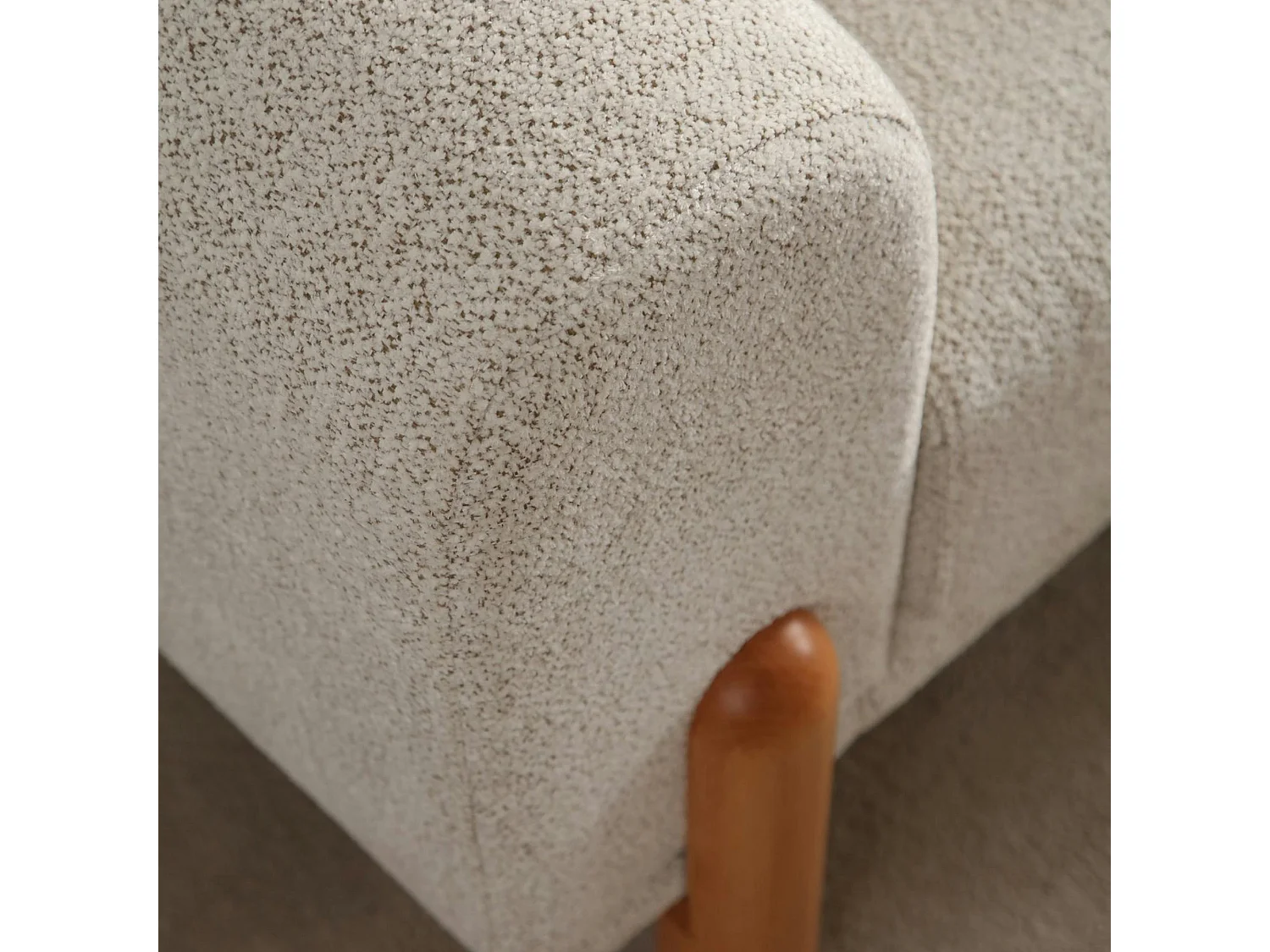 Canapé 3 places écru - lit d'appoint, pieds bois LUCCA