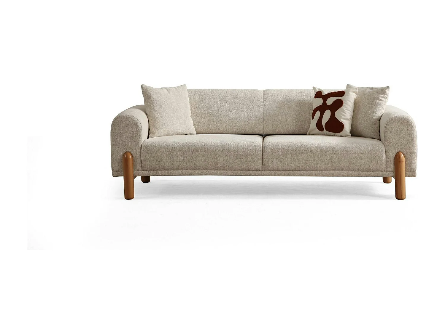 Canapé 3 places écru - lit d'appoint, pieds bois LUCCA