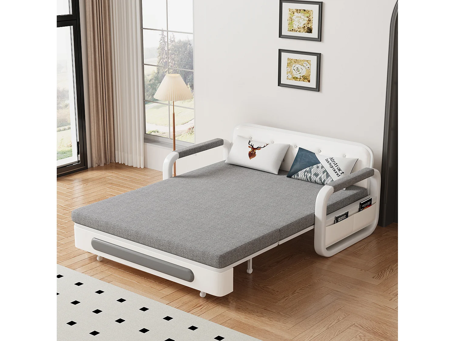 Omvormbare slaapbank met bed- en opbergruimtefunctie, slaapbank voor kleine ruimtes en woonkamers, 128 cm