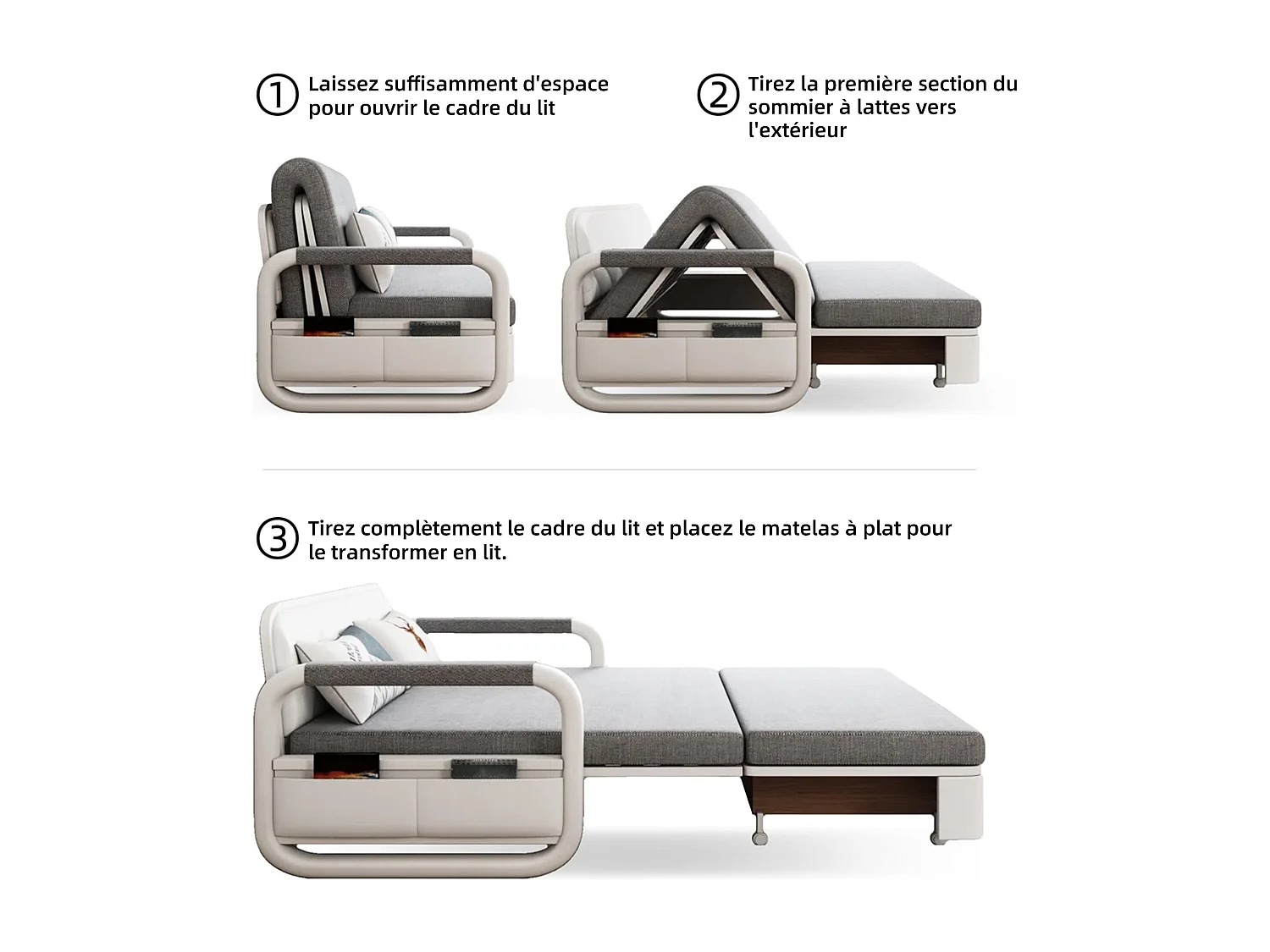 Omvormbare slaapbank met bed- en opbergruimtefunctie, slaapbank voor kleine ruimtes en woonkamers, 128 cm