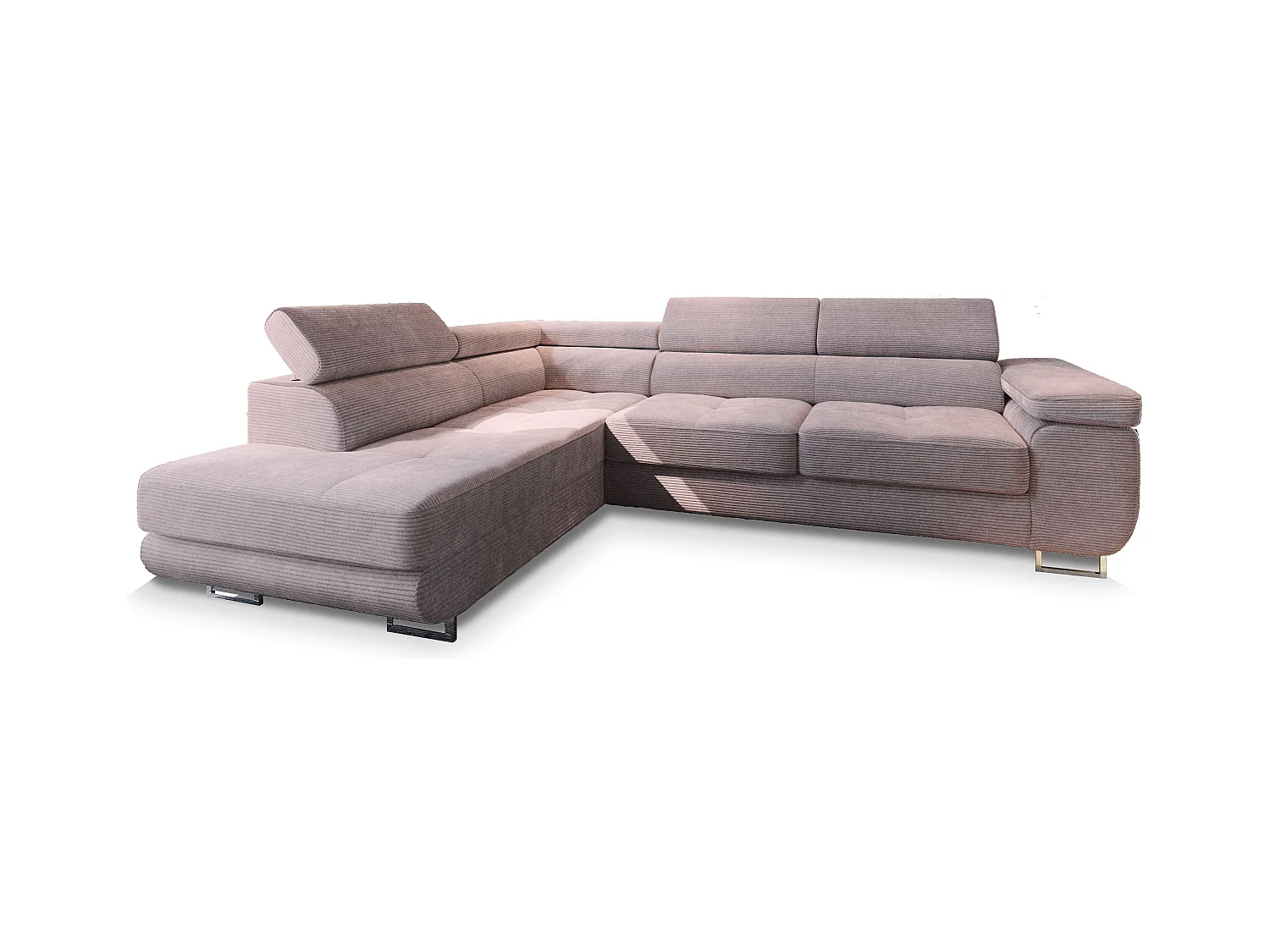 Canapé d'angle APIRO Parme en velours côtelé avec fonction de couchage