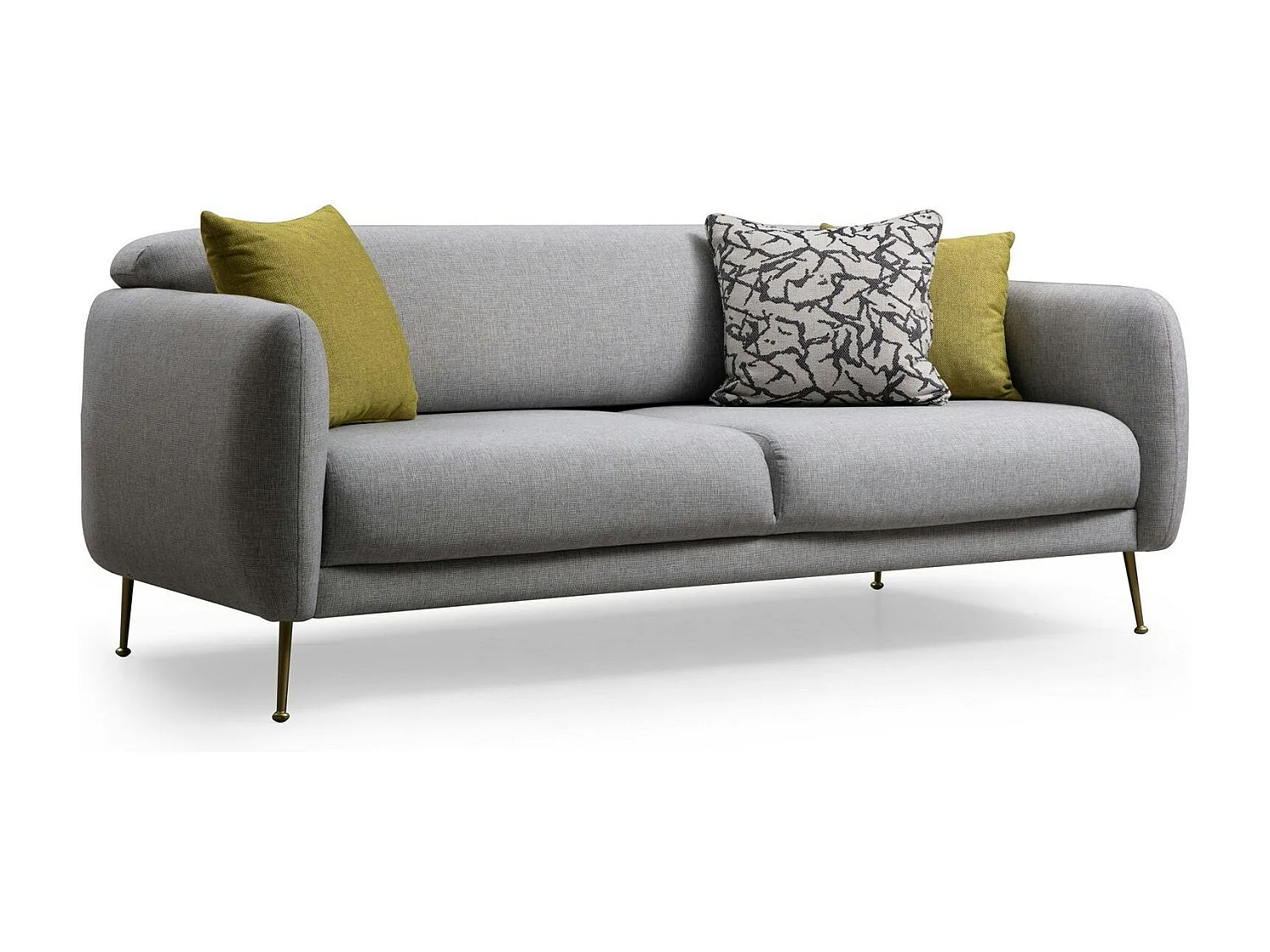 Canapé 3 places gris - lit d'appoint, pieds métal PAIMPOL