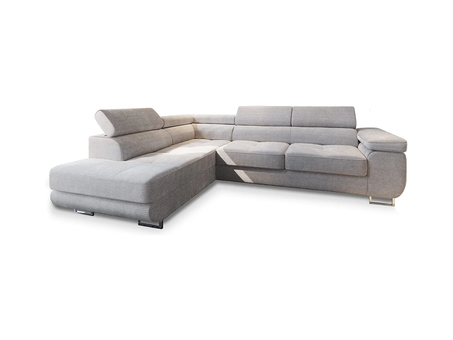 Canapé d'angle APIRO Crème en velours côtelé avec fonction de couchage